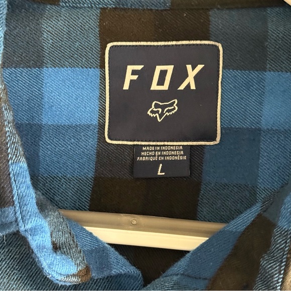 Fox Racing Blue and Black Plaid Men's Flannel Shirt Large - Picture 6 of 14